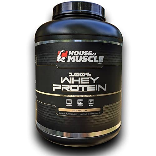 House Of Muscle 100% Whey Protein (Vanilla) 80 Servings Per Tub, 22 Grams 100% Whey Protein Per Serving