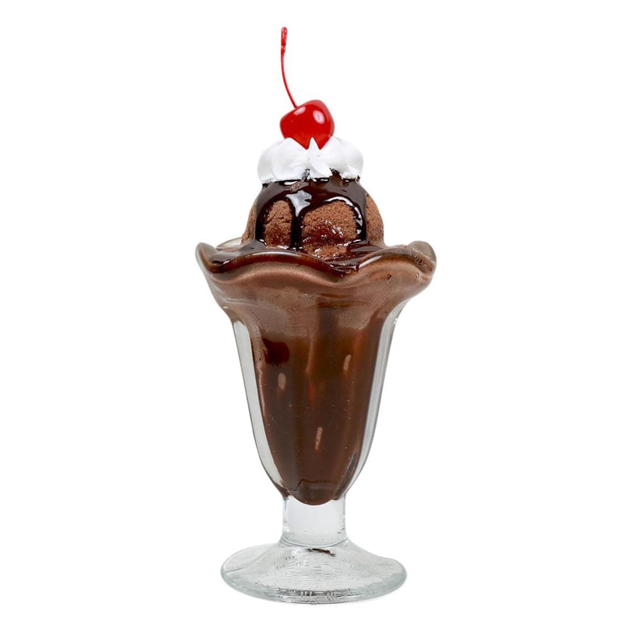 Fake Chocolate Ice Cream Sundae with Cherry and Whip Cream