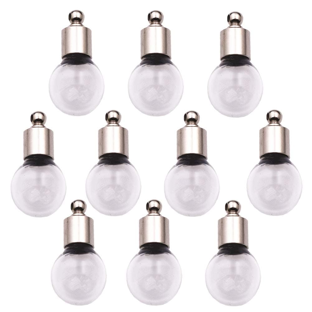 ZenRa 10 pieces Name on rice glass vial pendant screw cap bottle, wish bottle clear glass bottle charms