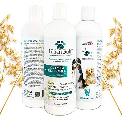 Lillian Ruff Dog Oatmeal Conditioner - Safe for Cats - Lavender Coconut Scent for Itchy Dry Skin with Aloe - Soothe Skin Irritation and Relieve itching