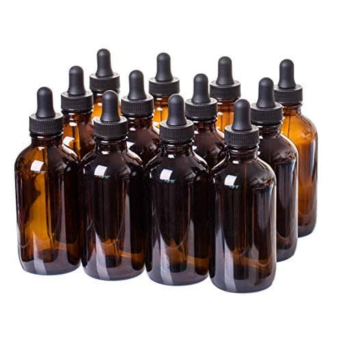 120ml (4oz) Amber Boston Round Bottle with Glass Eye Dropper, Pack of 12