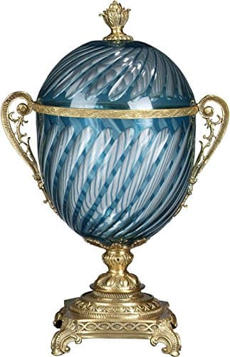 31-60-12301 Glass and Brass Blue Box - Boxes & Jars