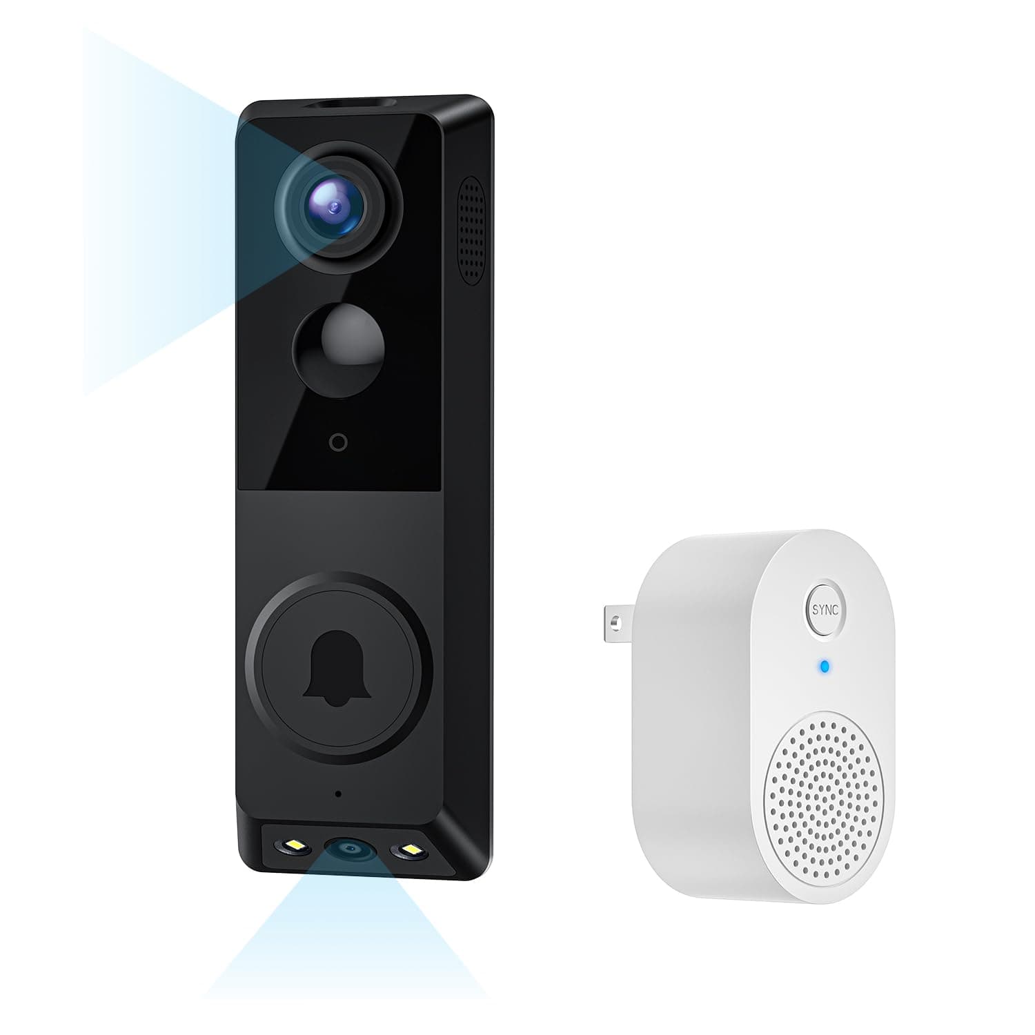 FISHBOTSecurity Video Doorbell, Dual Cameras with Delivery Guard, 1080p Full HD and Color Night Vision, Intelligent AI Detection, Two-Way Audio, 2.4GHz Wi-Fi Support, Cloud Storage (Sold seperately)