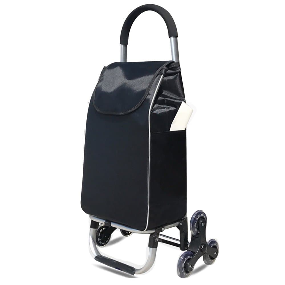 S-L-C Folding Shopping Trolley Cart Shopping Trolley Lightweight 6 Wheel Light Weight Material Wheeled Shopping Trolley (45x39x89cm) (Color : BLACK)