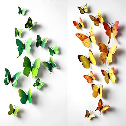 Easy Instant Home Decor Wall Sticker Decal - Vivid Colorful Butterflies Wing Span