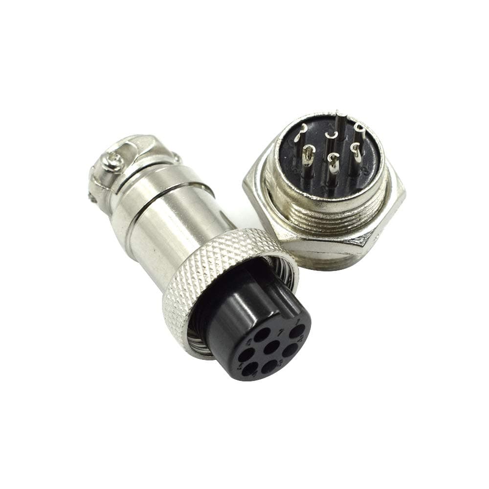 Hxchen 7 Pin Metal Male Female Panel Connector 16mm GX16-7P Silver Aviation Plug - (2 Sets)