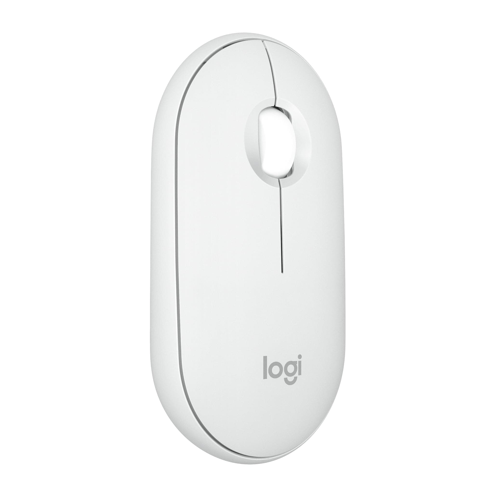 Pebble Mouse 2 M350s Slim Bluetooth Wireless Mouse, Portable, Customisable Button, Quiet Clicks, 4K DPI, 24-month battery, Easy-Switch for Windows, macOS, iPadOS, Android, Chrome OS -White