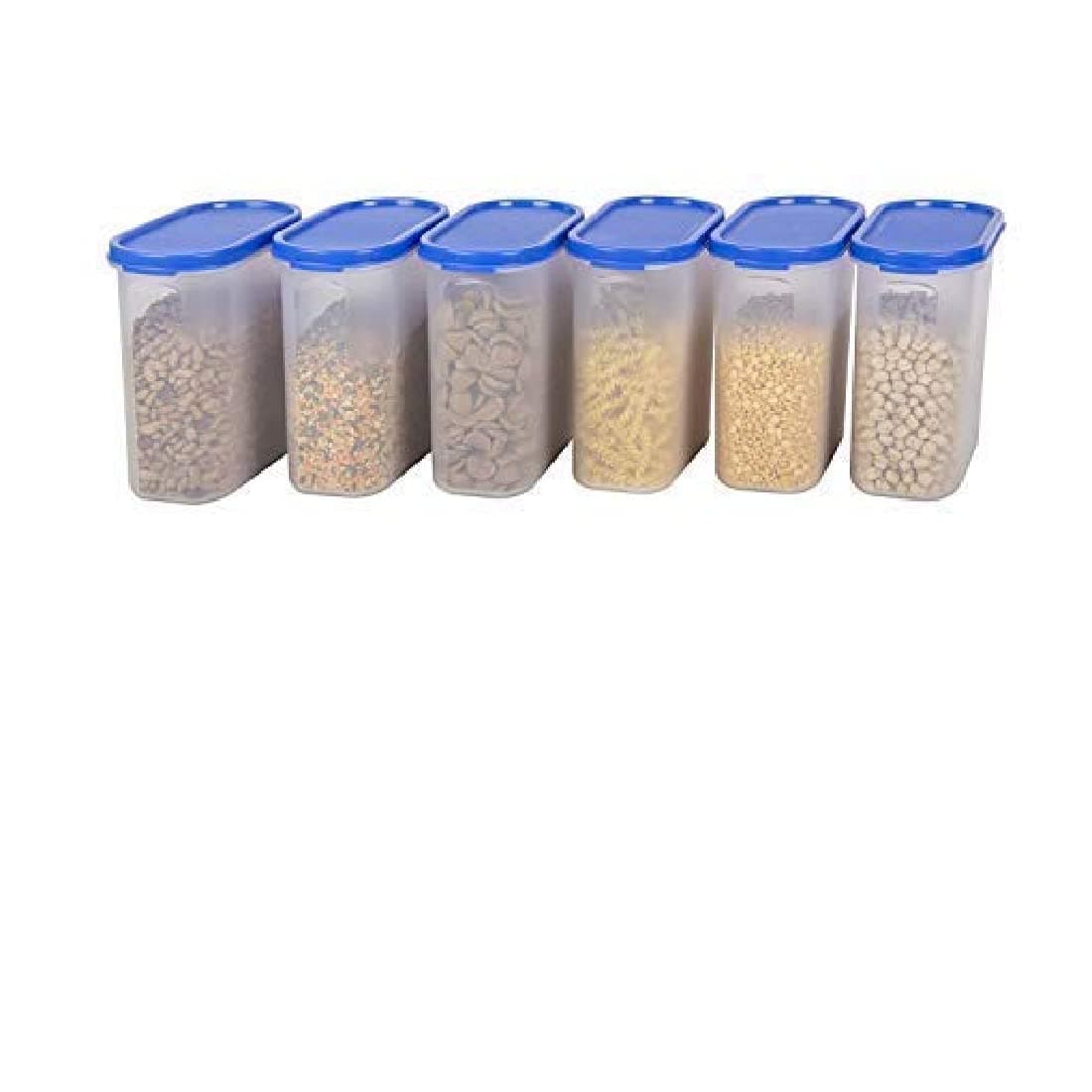 Cutting EDGE 1800ml Modular Plastic Storage Container Set of 6, BPA-Free & Leak-Proof, Stackable & Nestable, Reusable Food Organizers For Kitchen, Pantry, Fridge & Meal Prep (Peppy Blue)