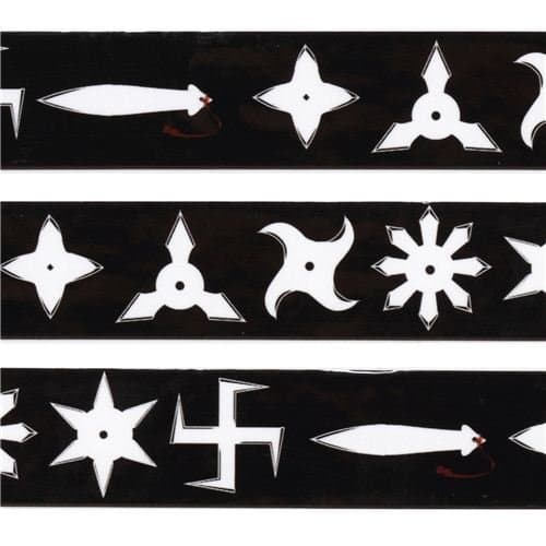 Medium-Size Black Decorative Adhesive Tape with Different Ninja Throwing Stars