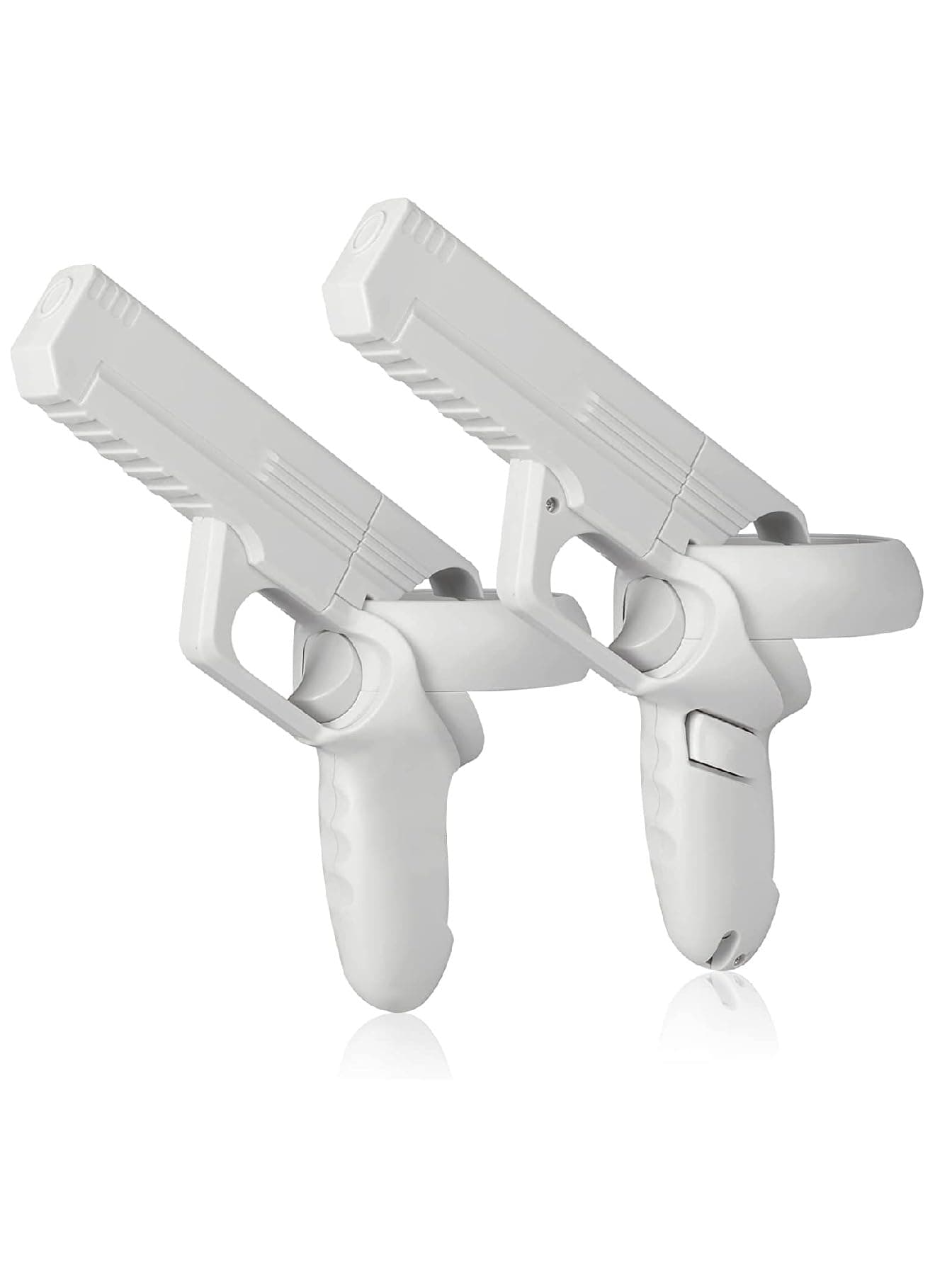 (1 Pair) Ermorgen VR Controller Gun Case Compatible for Oculus Quest 2, Enhanced FPS Gaming Experience for VR Shooting Games Easy-Install Hard PC Shell Controller Cover -White