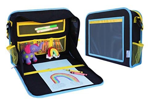 MY TRAVEL FRIEND - Kids Travel Lap Tray and Organizer Shoulder Bag - Perfect for Road Trips and Flights - Coloring, Drawing, Snacking, and Playing