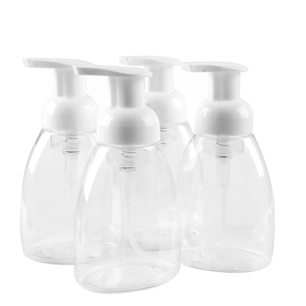 SHiZAK New 8.5oz 250ml Foaming Soap Dispensers, Foaming Liquid Soap Containers, BPA Free Great Use for Homemade Liquid Soap, Dish Soap, Bath Foam and More for Kitchen and Bathroom (4 pack)