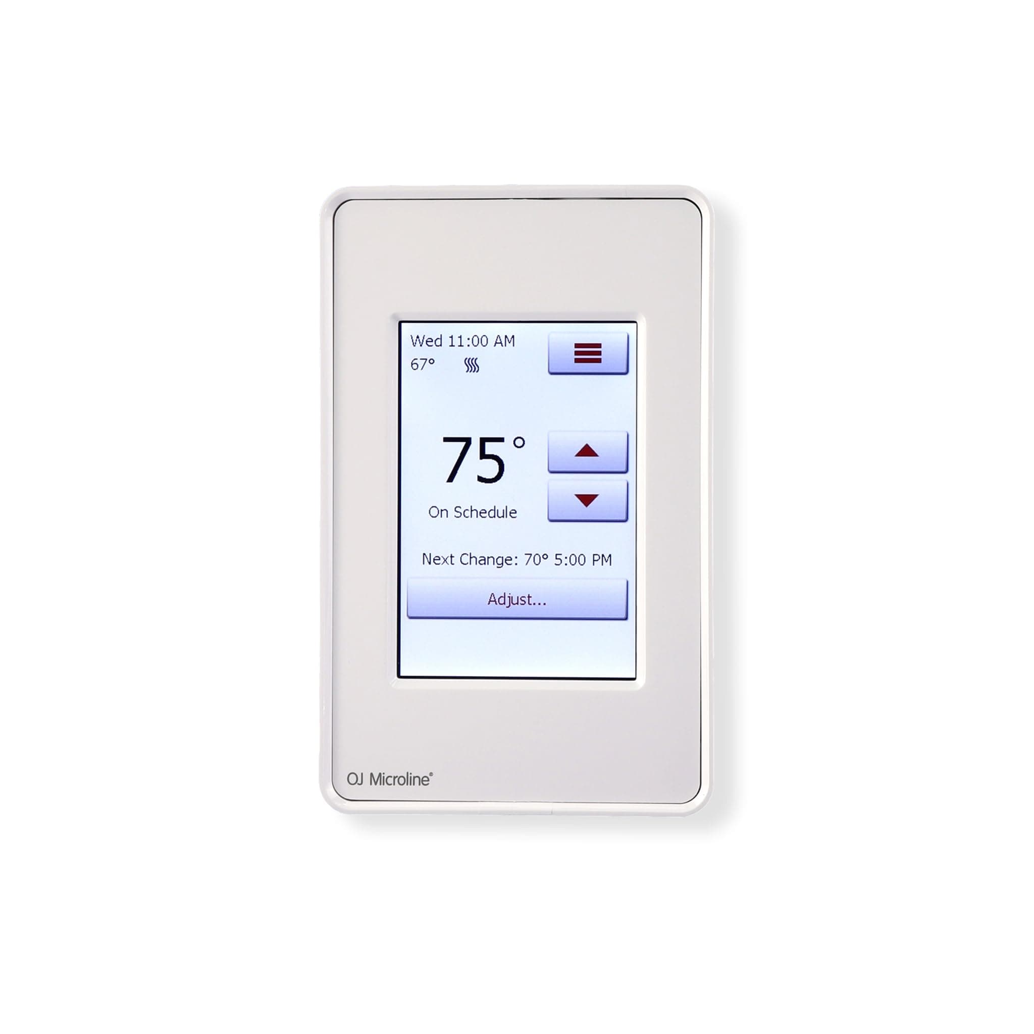 OJ Microline Thermostat with Built-in GFCI UDG4-4999. Touch Screen Programmable Thermostat for Radiant Floor Heating System, with Dual Sensing and Dual Voltage Capabilities. Includes Floor Sensor