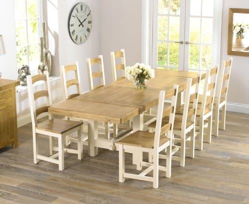 Country Painted solid oak furniture extending dining table 8 Marino chairs
