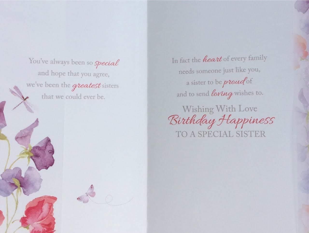 A Special Birthday Message just for You Sister Card ~ Medium Size 8.5"x6"