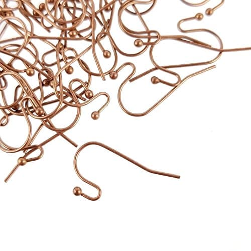 Antique Copper Solid Brass French Hook Earring Wires for Jewelry Making - Nickel Free (21 Gauge, 22mm)