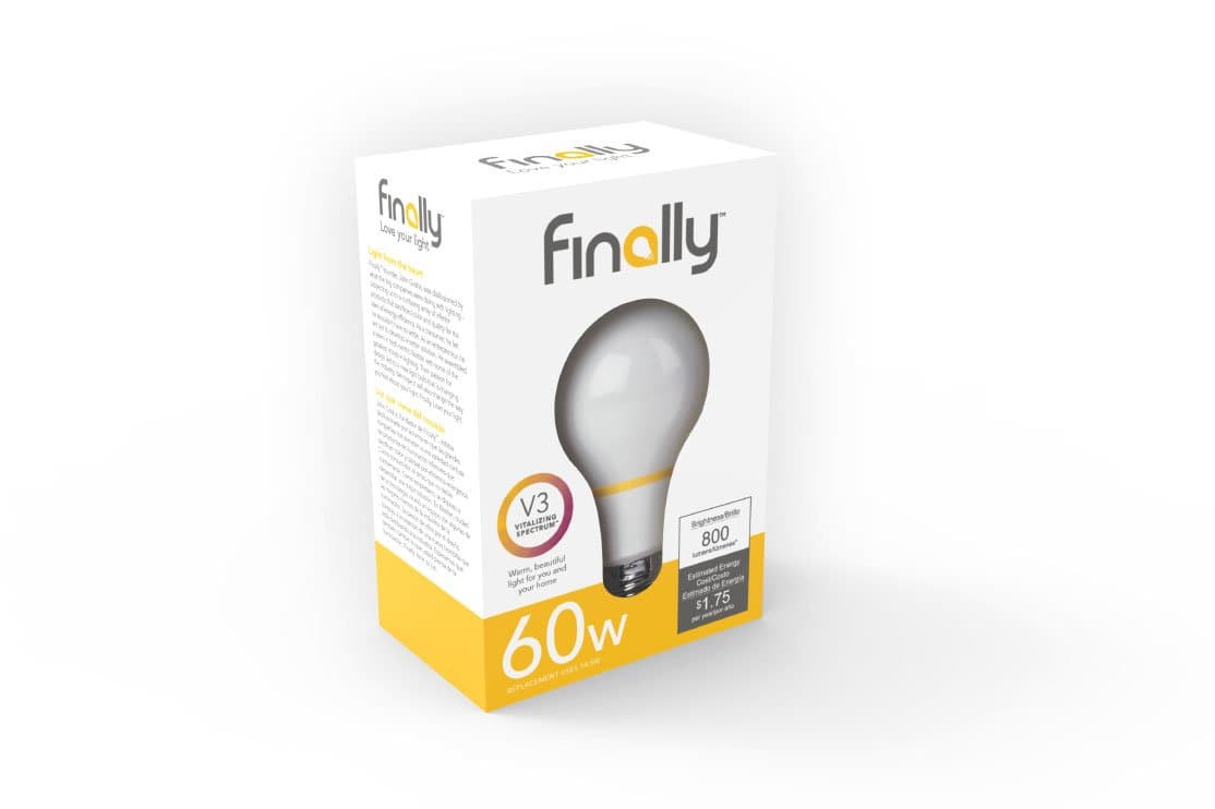 New Finally® Light Bulb, 60 watt Equivalent A19, Single Light Bulb, Long Lasting, Warm White, Non-LED, Energy Efficient, with Tesla Technology