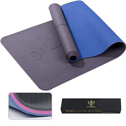 ICANNA Pro Non Slip Yoga Mat with Alignment Lines - 73" Extra Long Extra Thick with Strap, eco Friendly TPE Materials,1/4 inch Thick Pilates mat for Tall Men & Women