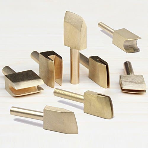 Hrph 8PCS Single Line 1-9mm Leather Edge for Sealing DIY Tool Brass Soldering Iron Edge Marking Creaser Tip