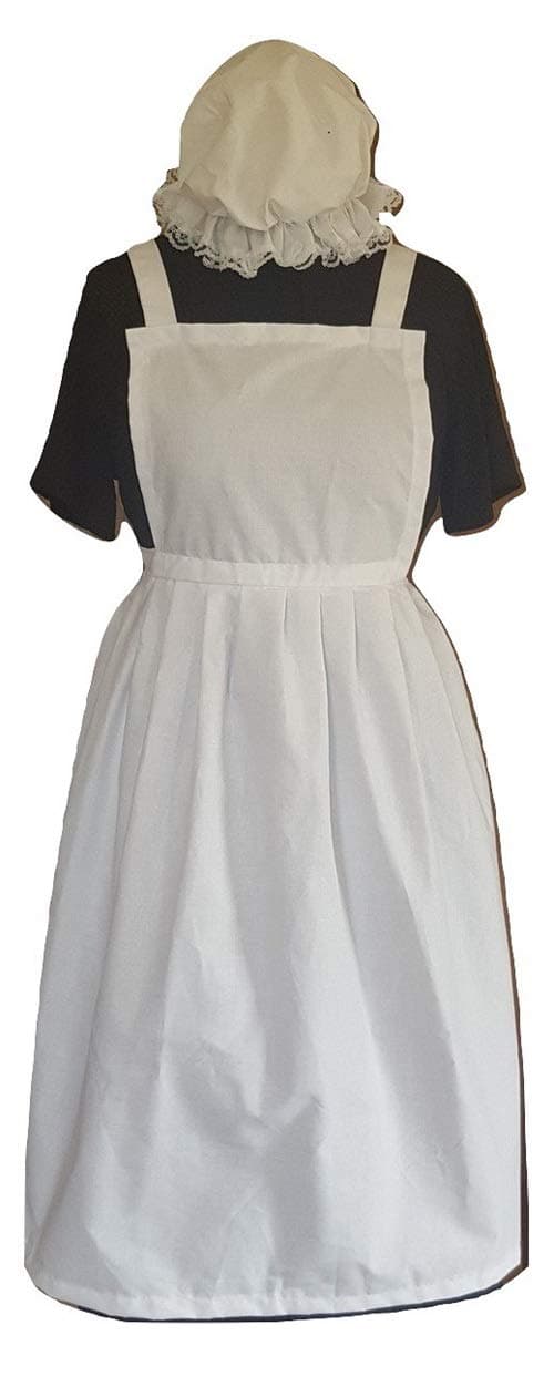 Ladies Fancy Dress Full Apron & MOP Cap Victorian Tudor Edwardian Poor WW1 (X Large)