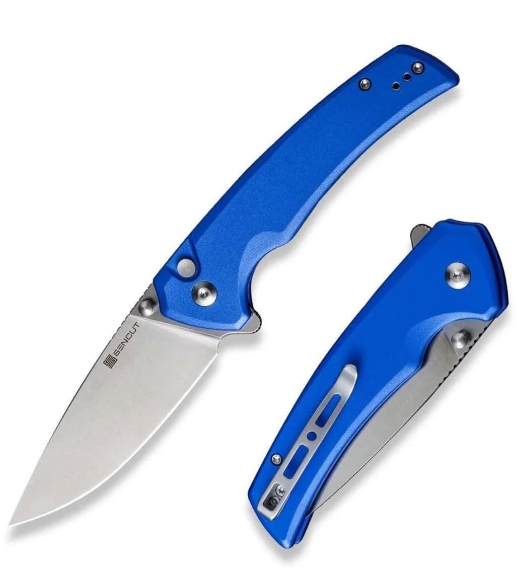 Sencut Serene Folding Knife 3.50" D2 Steel Drop Point Blade Blue Aluminum Handle