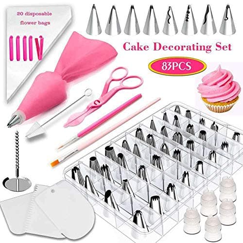 Russian Piping Tips Set, 83pcs Cake Decorating Baking Supplies Kit, Premium Russian Tulip Icing Piping Ruffle Nozzles, Flower Frosting Tips, Bakes Flower Nozzles-Large Cupcake Decorating Kit