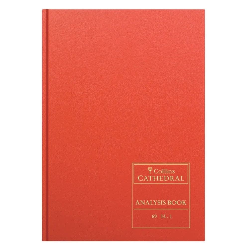 Collins Ltd 060602 69 Series Cathedral A4 Analysis Book, 14 Cash Columns, 96 Pages, Red