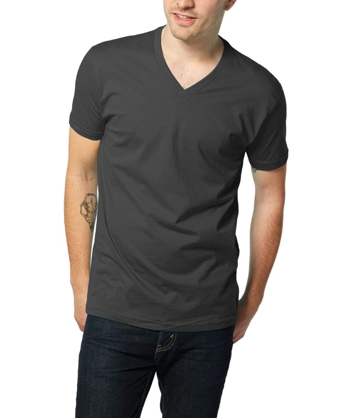 Nayked Apparel Men's Ridiculously Soft Short Sleeve V-Neck 100% Cotton Shirt Heavy Metal