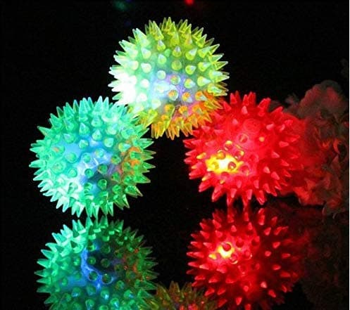 Gwill 5PCS 5.5cm Led Bouncy Ball LED Blinking Spike Ball Rainbow Multi Color Light Up Flashing Massage Party Games Rubber Flash Ball Favor Gift