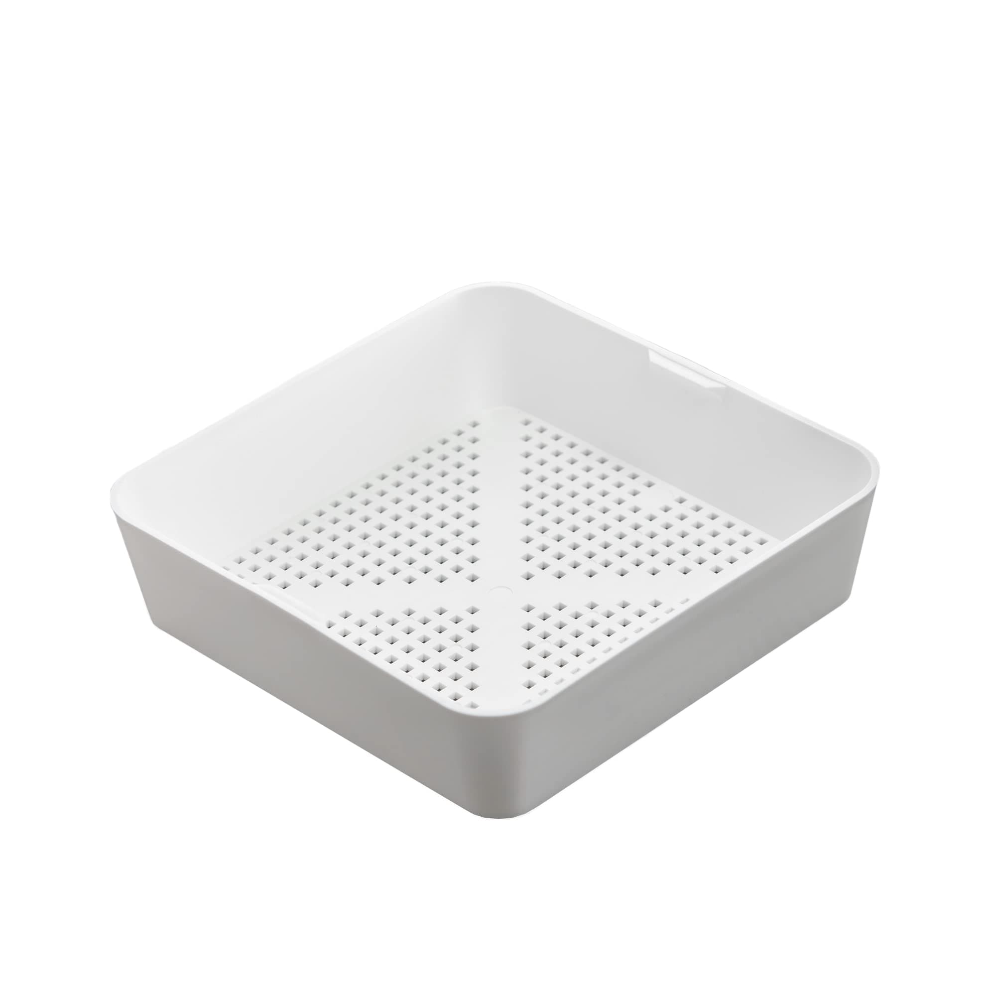 8.5-inch Floor Sink Drain Cover Alternative, Square Drain Basket for Restaurants, Use Below 3 Compartment Sink. Sink Strainer with 0.19-inch Holes, Versatile Plastic Drain Screen Basket