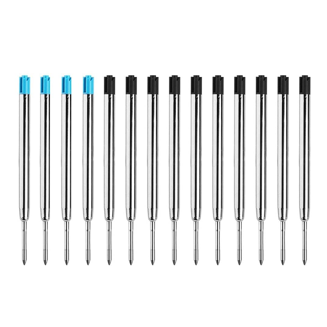 SMOOTHERPRO Gel Ink Refills 14 Pack for Bolt Action Pen and Metal Pen Compatible with Parker 0.5mm Black Blue (PR1408)