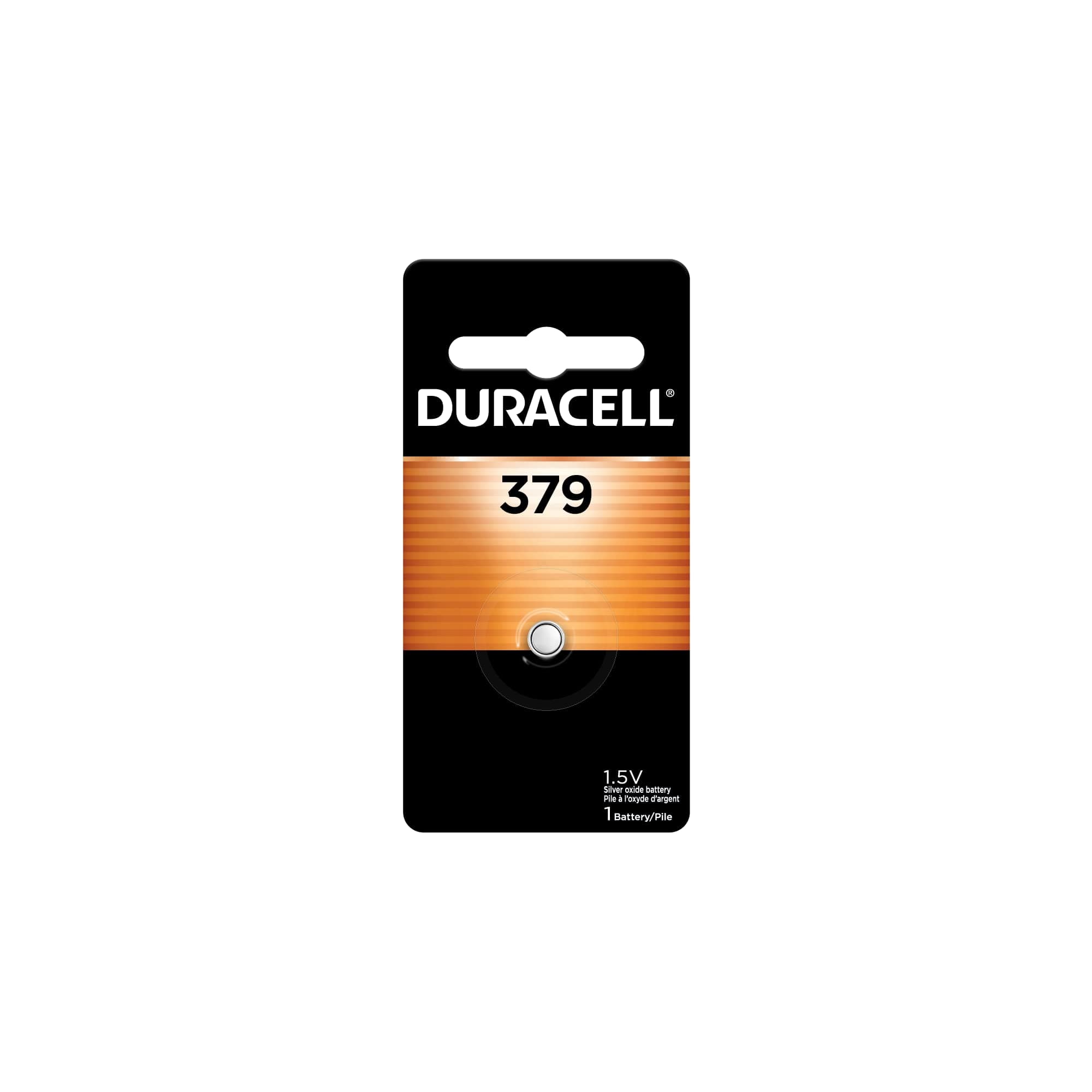 Duracell 379 Silver Oxide Button Battery, 1 Count Pack, 379 1.5 Volt Battery, Long-Lasting for Watches, Medical Devices, Calculators, and More