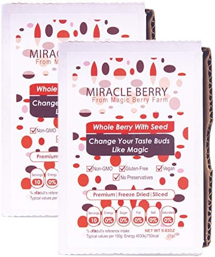 Miracle Berry offers the LOWEST PRICE GUARANTEE for miracle berries | Freeze dried 100% Miracle fruit, Non-GMO, Grown in the USA, Makes sour sweet, Great for everyday use (20 Whole Berries)