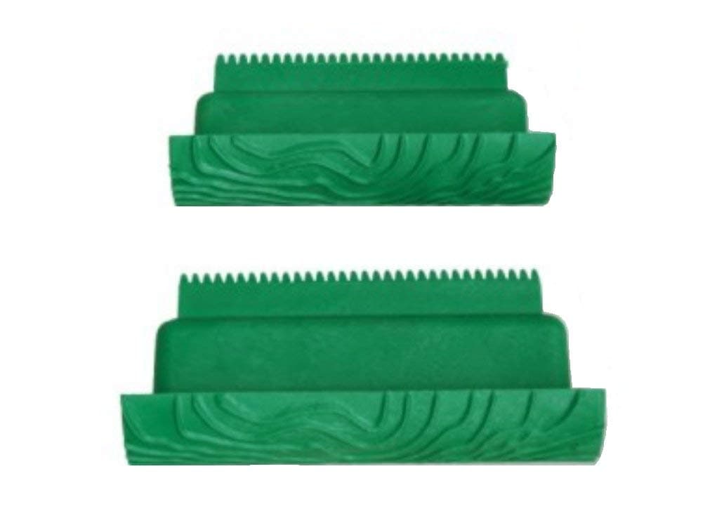 Shentian 2Pcs M-Shape Wood Grain Design Decorating Tool Graining Rubber Painting,Green (MS8L)