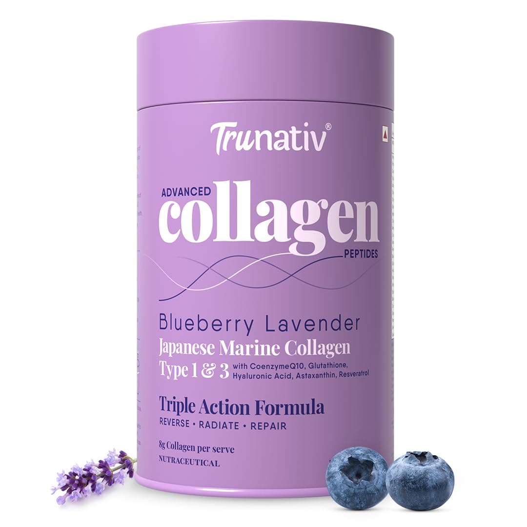 Collagen Supplements | Advanced Japanese Marine Collagen Powder for Women & Men | Type 1 and 3 Hydrolyzed Peptides | Supplement with Hyaluronic Acid | Supports Skin Glow, Hair Growth, and Nail Strength | Blueberry Lavender (200g)