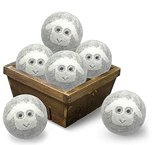 Wool Dryer Balls 3" XL 100% New Zealand Wool Organic Reusable Natural Fabric Softener Hypoallergenic Baby Safe and Unscented Chemical Free to Reduce Wrinkles & Static Cling, Shorten Drying Time -6Pack
