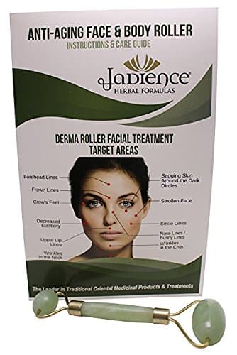JJ ELLIE Jade Stone Roller, Face Roller, 100% Natural Jade, Anti Aging, Face, Eye and Neck Massage Skin Care - Rejuvenating Facial Therapy Tool, Double Head Rollers – Includes Instruction Guid