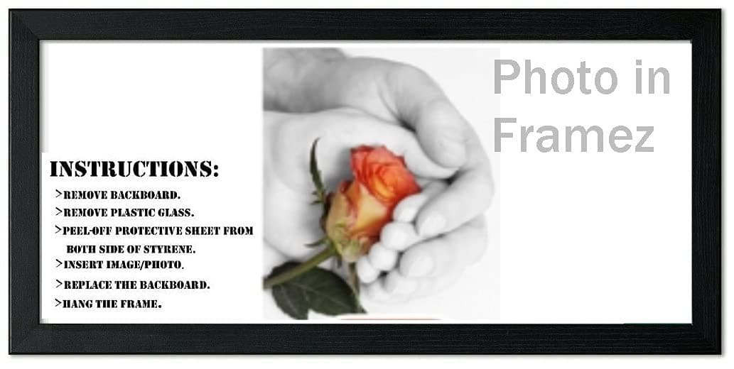 PIF 100 x 35cm Black Panoramic Sizes Picture Frames Photo Frames Modern Poster Frame (Black, 100x35cm (39.4''x13.8''))