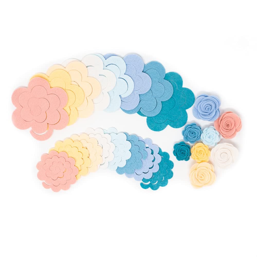 32 Wool Blend Felt 3D Roses Die Cut Applique Flowers - Spring Vacation OTR Felt Made in USA