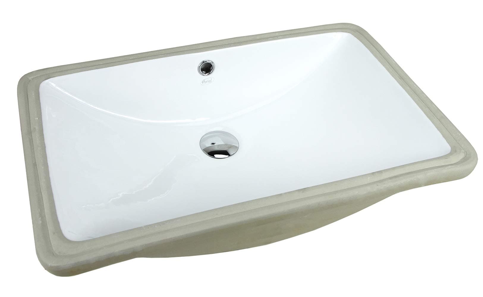 Kingsman Super Large Durable 24 Inch Rectangle Undermount Drop In Vitreous Ceramic Lavatory Vanity Bathroom Sink - Pure White (24") RP492P