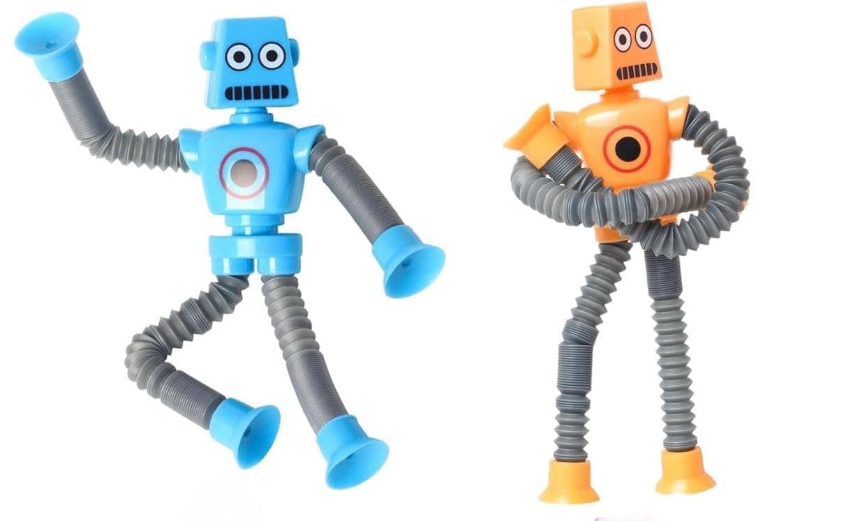 Toy Imagine Pack of 2 Flexible Fighting Robots | Suction Feet & Bendable Arms | Fun Interactive Robot Toy for Kids Boys Age 2-5 | Battling Game Robots for Boys | Robot Toys for Kids