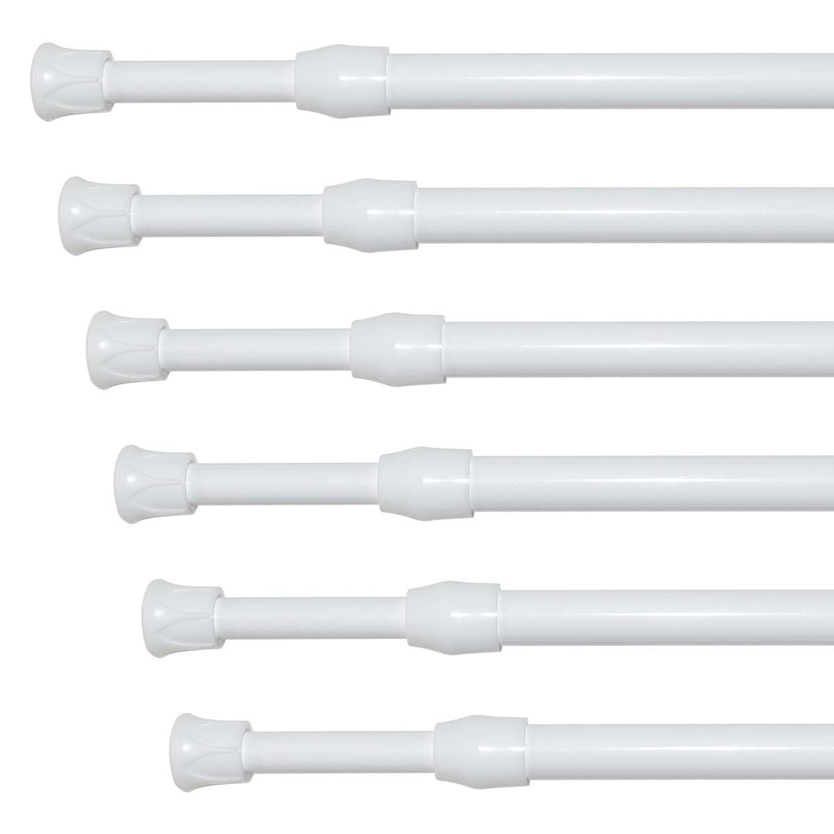 KXLIFE 6 Pack Small Spring Tension Curtain Rod 12-20 Inch, Thin Tension Rod No Drill for Window Cupboard Closet, White