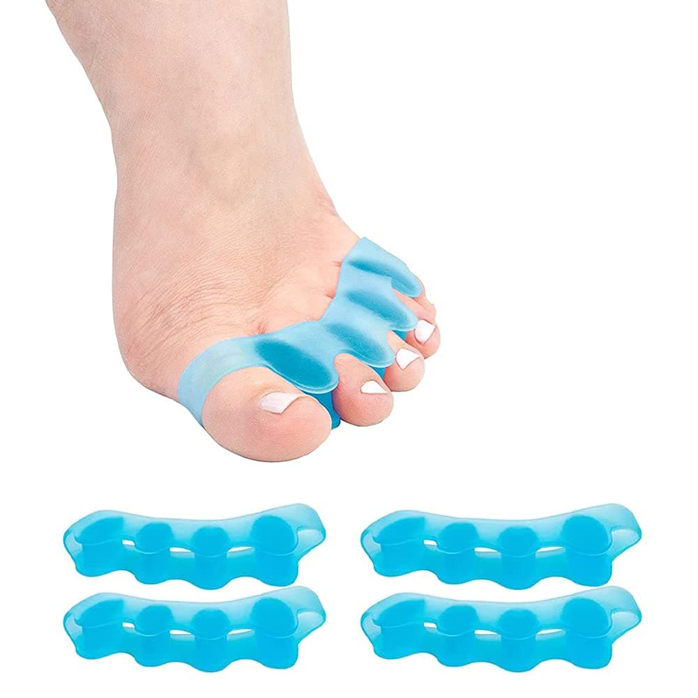 Gel Toe Separators, Stretchers Spacers, Bunion Correctors, Hammer Corrector, Used for Manicure, Relaxing Toes, Spacer Running/Yoga/Pedicure Women and Men. 2 Pair, Blue, 4 Count (Pack of 1)