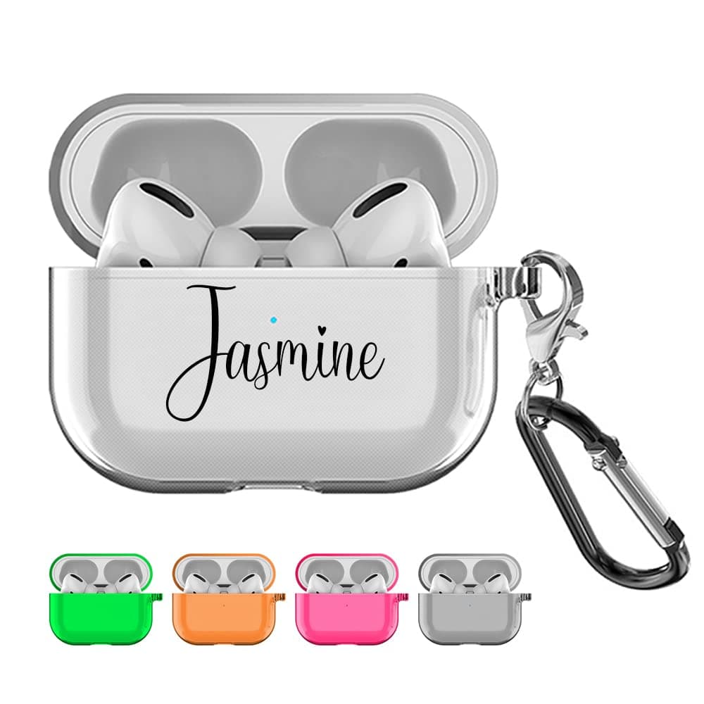 shumeiCustom Name Cover for Apple AirPods Pro Case (2019) Personalized Gift Shock Absorption Soft Clear TPU Cover DIY Relief