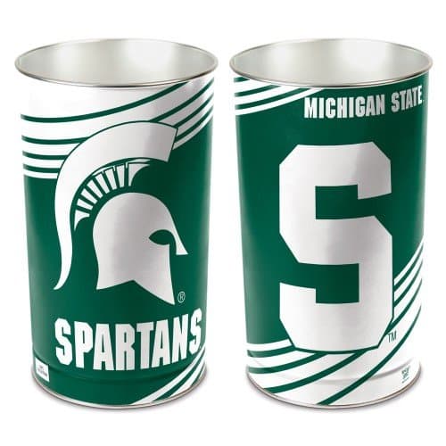 Michigan State Spartins 15" Wastebasket Trash Can NCAA Football