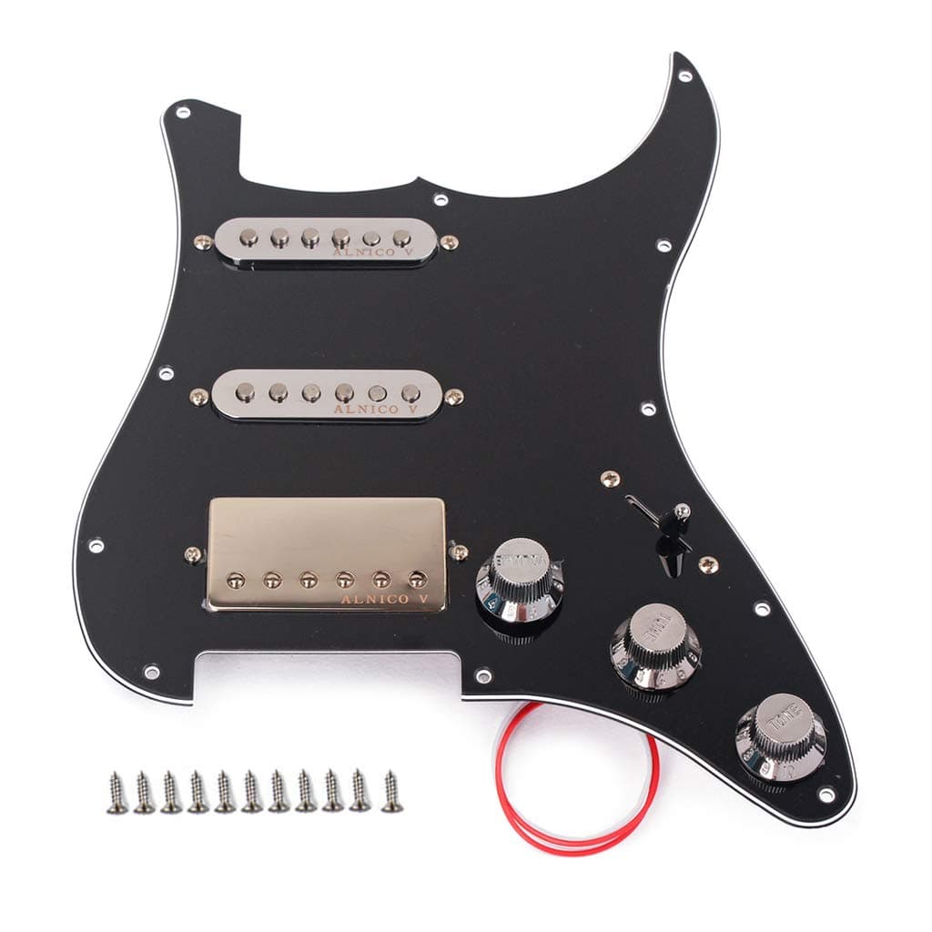 Loaded Prewired Pickguard Set SSH Alnico Dual Rail Humbucker for Fender Strat ST Electric Guitar Replacement,black