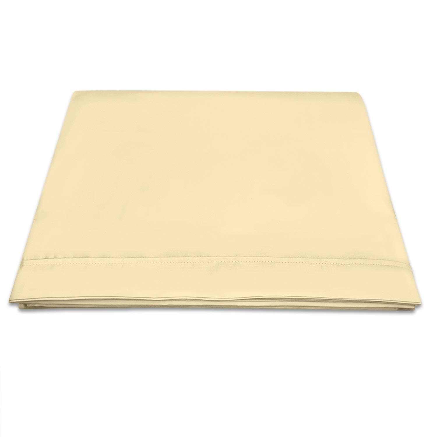 Pizuna 400 Thread Count Cotton Single Flat Sheet Light Yellow, 1pc 100% Long Staple Cotton Flat Bed Sheet Single, Soft Sateen Top Sheet Single (100% Cotton, Flat Sheet Single 180x280)