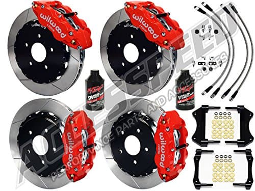 WilwoodG37 AND 370Z FRONT & REAR 13" BIG BRAKE KIT, FREE BRAKE LINES & BRAKE FLUID, RED CALIPERS, SUPERLITE FRONT, DYNAPRO REAR, SLOTTED ROTORS, 2009-2013 370Z & 2009-2013 G37