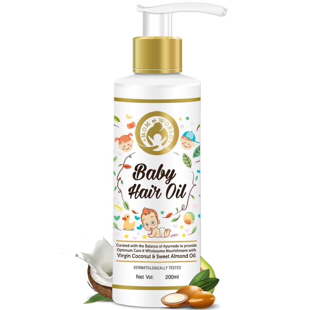 Mom & World Baby Hair Oil With Organic & ColdPressed Natural Oil for Kids 200ml