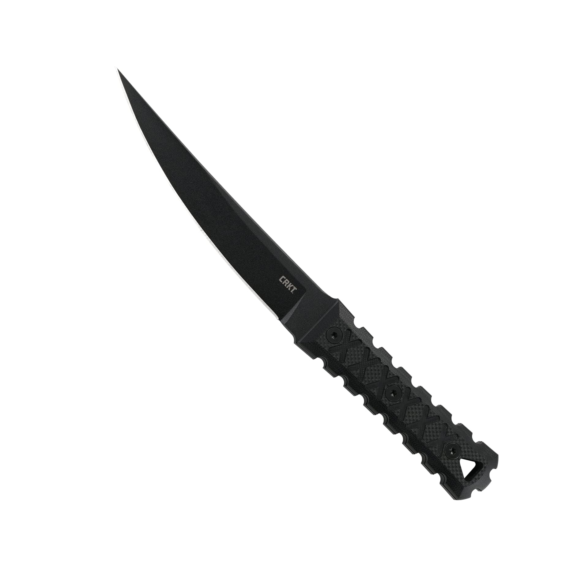 CRKT HZ6 Fixed Blade Knife with Sheath: SK-5 Plain Edge Black Coated Blade, G10 Handle, 2927